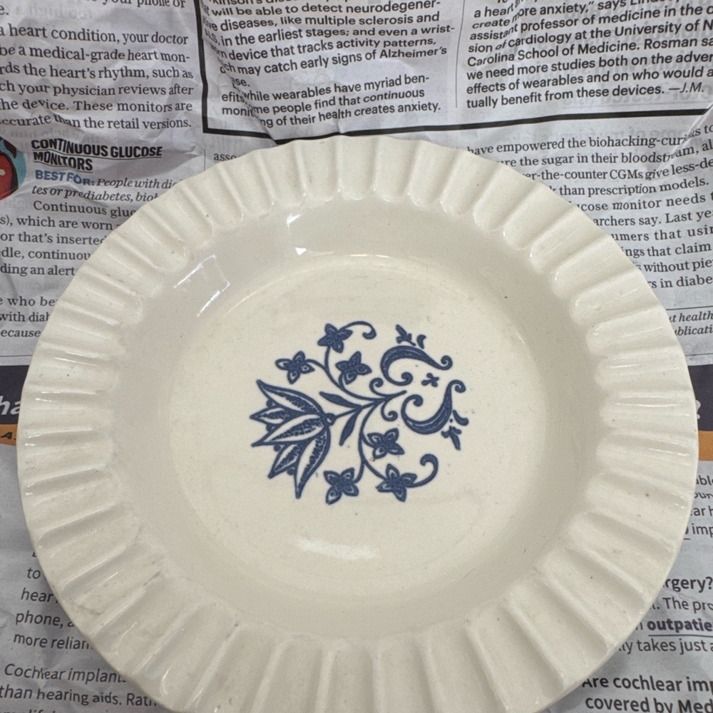 Blue Floral Design Ceramic Plate
